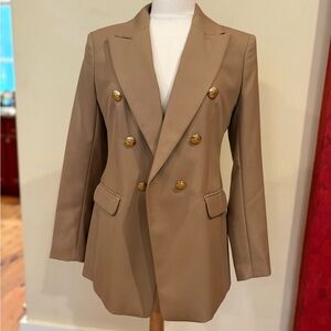Banana Republic Double-Breasted Camel Blazer with Gold Buttons. NWT
